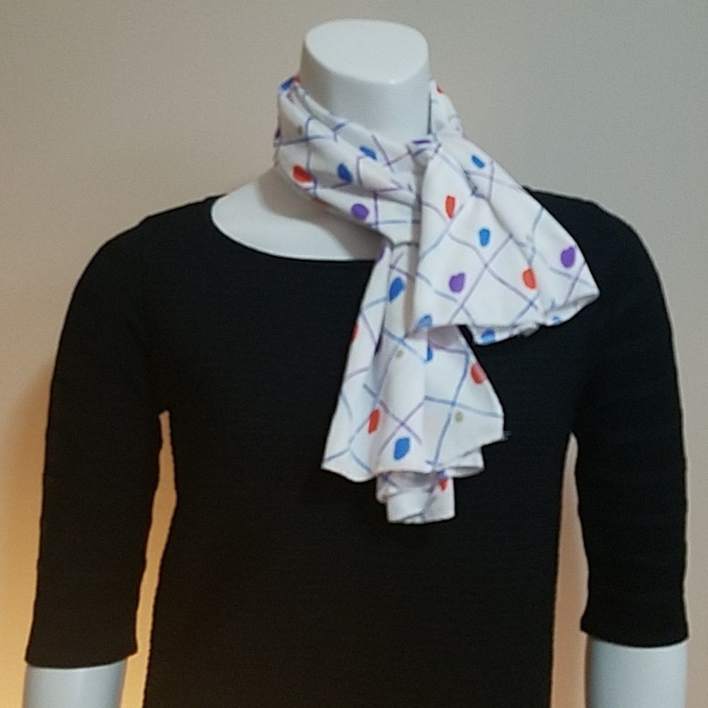 Vintage White, Blue, Purple, & Orange Polka Dot Scarf